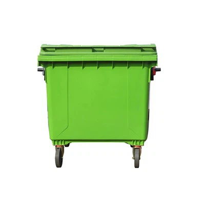 Bidoni dei rifiuti a quattro ruote verdi HDPE